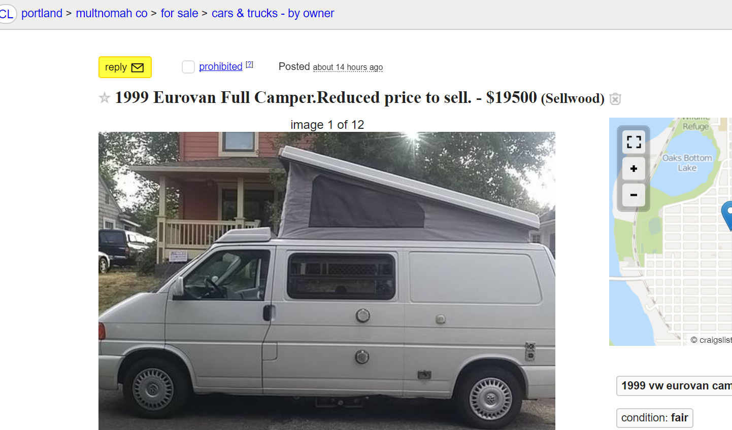 1999 Eurovan camper for sale